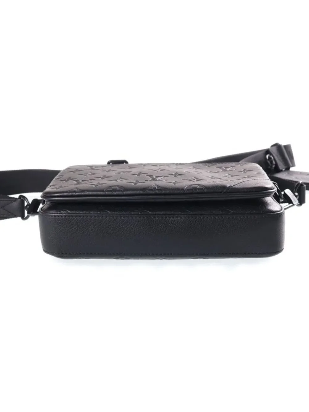 Louis Vuitton Monogram Shadow Trio Messenger Shoulder Bag Leather Black
